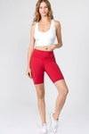 Active High Rise Matte Bike Shorts (CRIMSON) - Fits4Yoga