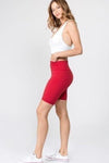 Active High Rise Matte Bike Shorts (CRIMSON) - Fits4Yoga