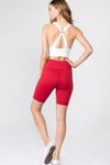 Active High Rise Matte Bike Shorts (CRIMSON) - Fits4Yoga