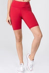 Active High Rise Matte Bike Shorts (CRIMSON) - Fits4Yoga