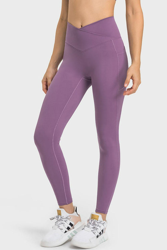 V-Waist Yoga Leggings with Hidden Pockets - Premium Yoga Wear