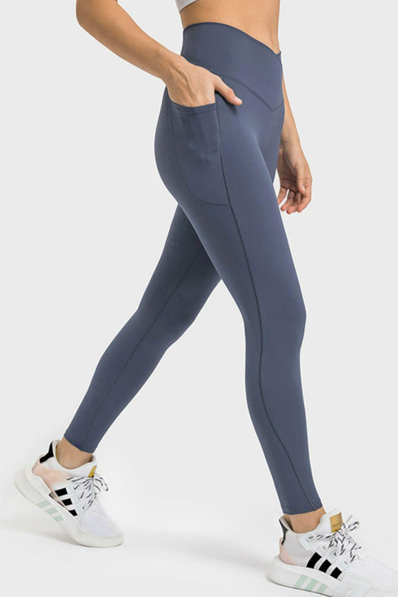 V-Waist Yoga Leggings with Hidden Pockets - Premium Yoga Wear