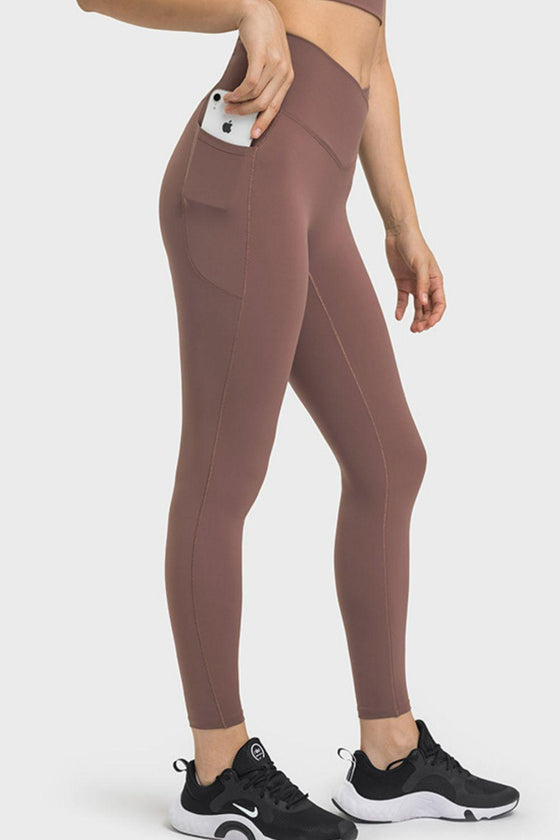 V-Waist Yoga Leggings with Hidden Pockets - Premium Yoga Wear