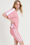 Varsity Striped Top and Bike Short Set - Fits4Yoga