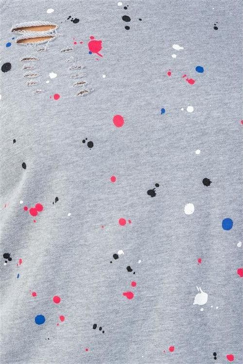 Grey Paint Splatter Distressed Front Pullover - Fits4Yoga