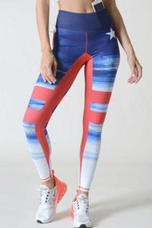  Red Blue and White Yoga Leggings - Fits4Yoga