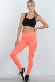  CUT OUT RIPPED SIDE STRETCHY YOGA LEGGINGS (In store only) - Fits4Yoga
