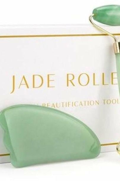 Rose Quartz or Jade Stone Facial Massage Roller - Fits4Yoga