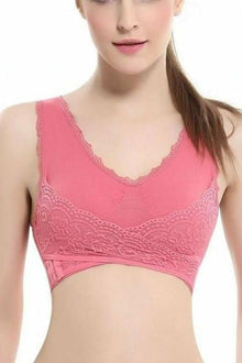  Solid Lace Wireless Push up Yoga Bra - Fits4Yoga